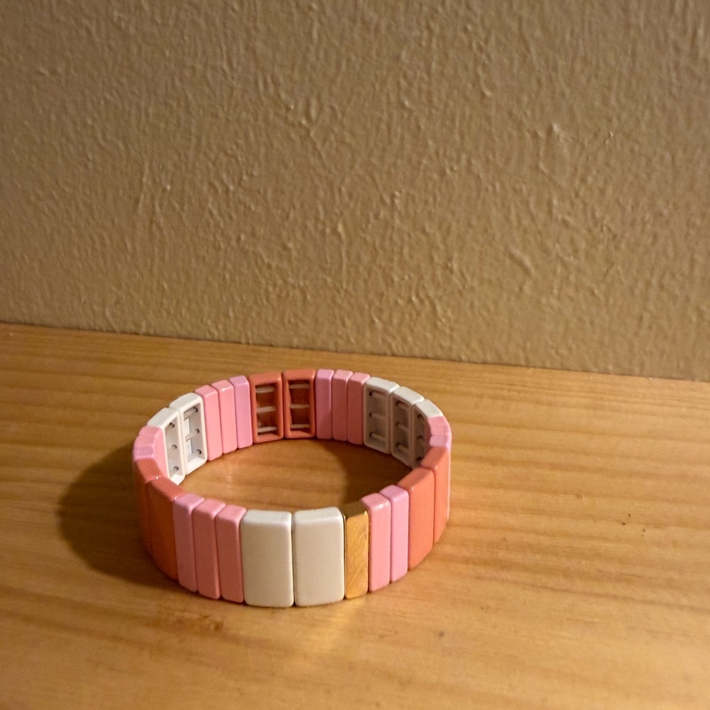 Roxanne Assoulin Pink and Cream stretch bracelet